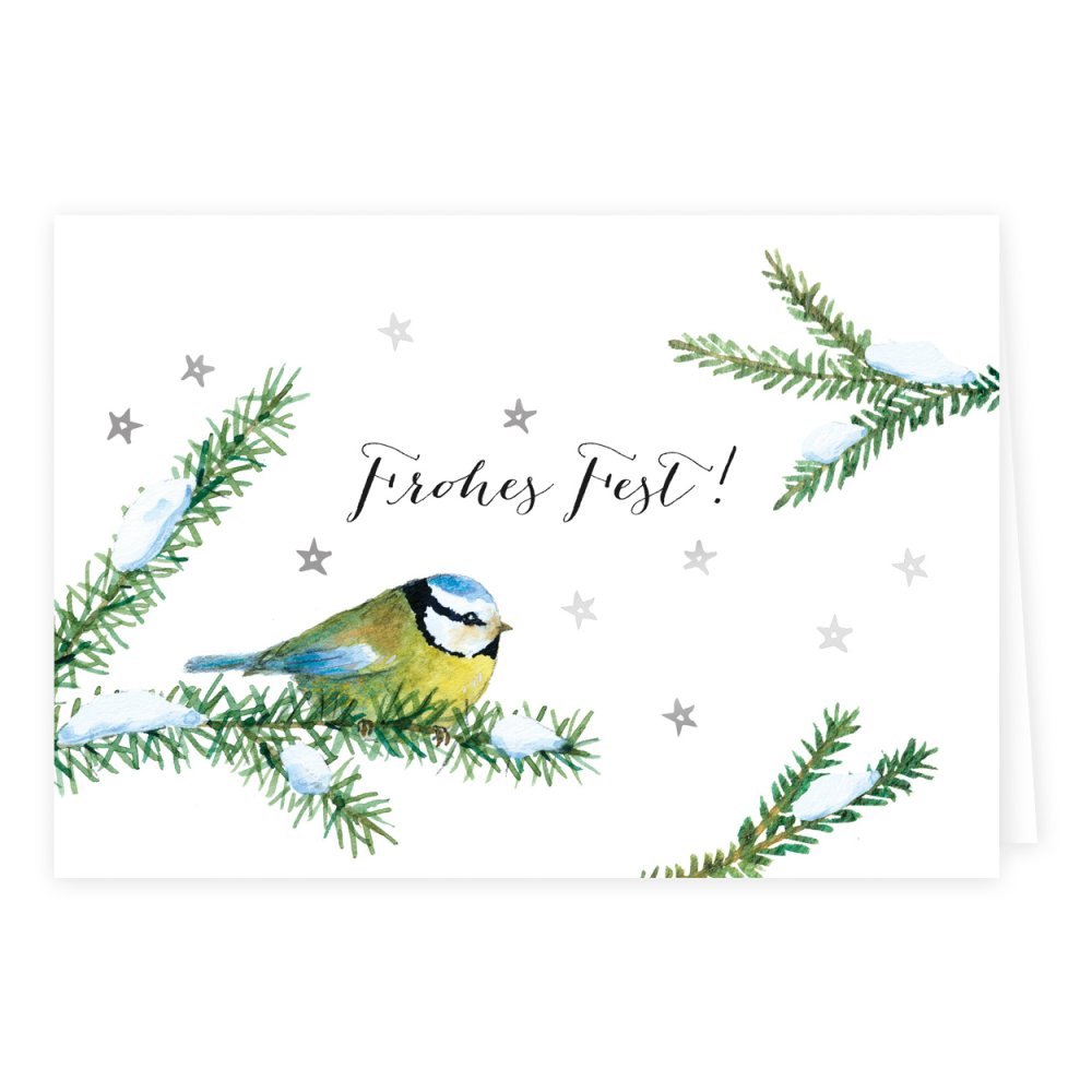 Doppelkarte-Blaumeise Frohes Fest