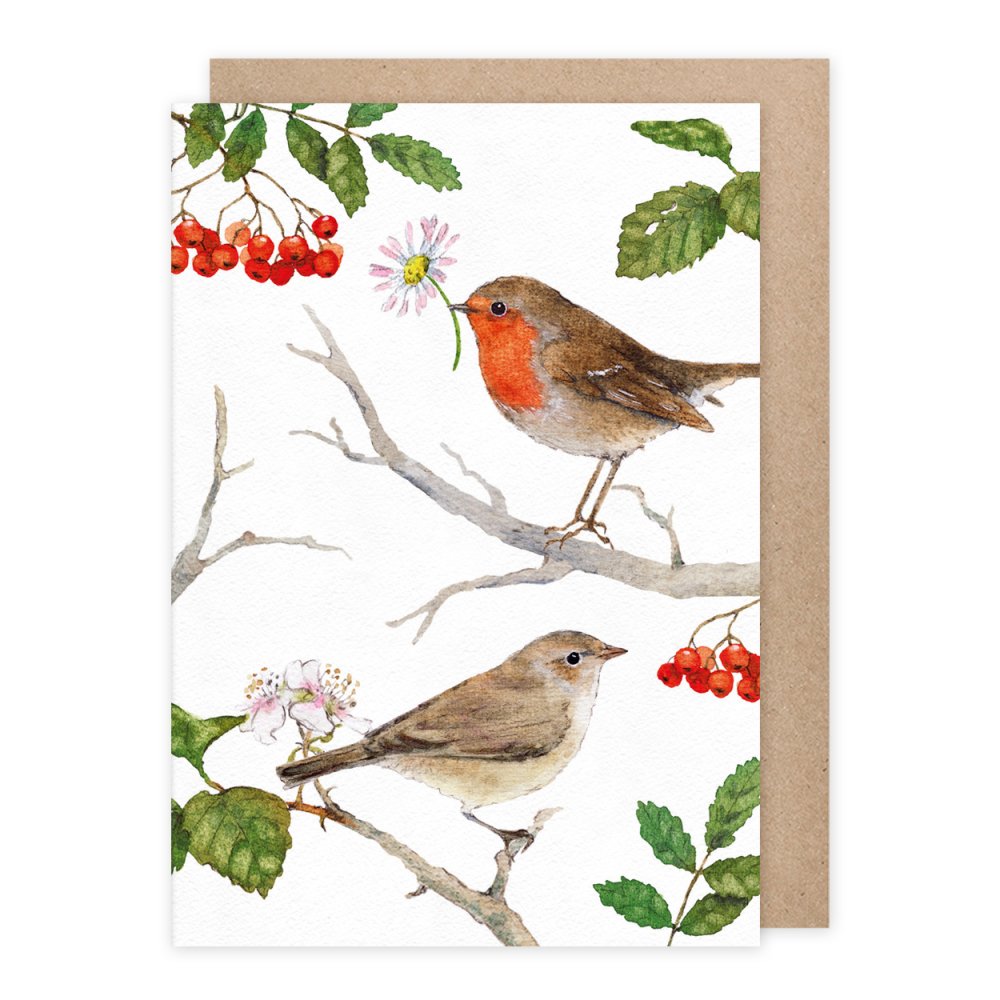 Doppelkarte- 2 Gartenvögel